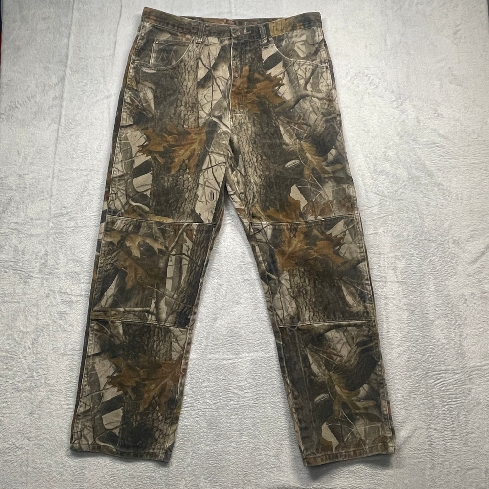 Vintage Wrangler Double Knee Pants Mens 36x32 RealTree Camo Workwear 97GR1HD
